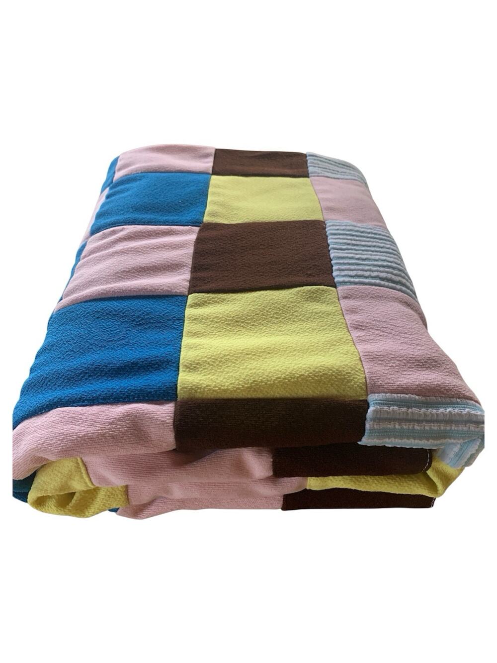 Vintage 70's Handmade Patchwork Quilt Crib Lap Polyester 38" x 48"